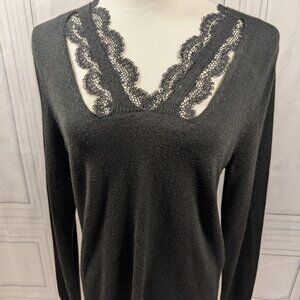 Black Lace Trimmed Sweater